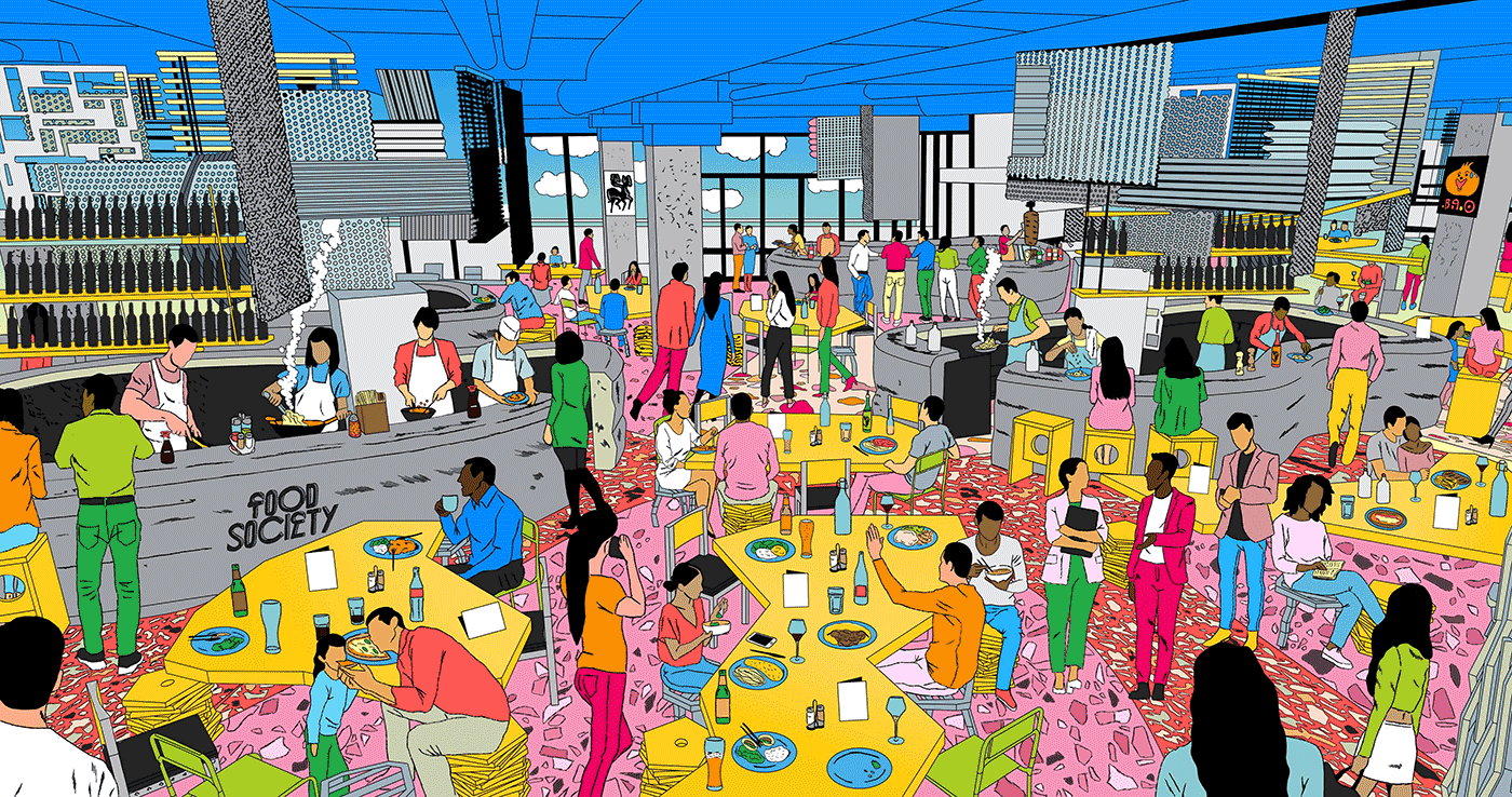 Illustration Food Society nouveau food-court part dieu